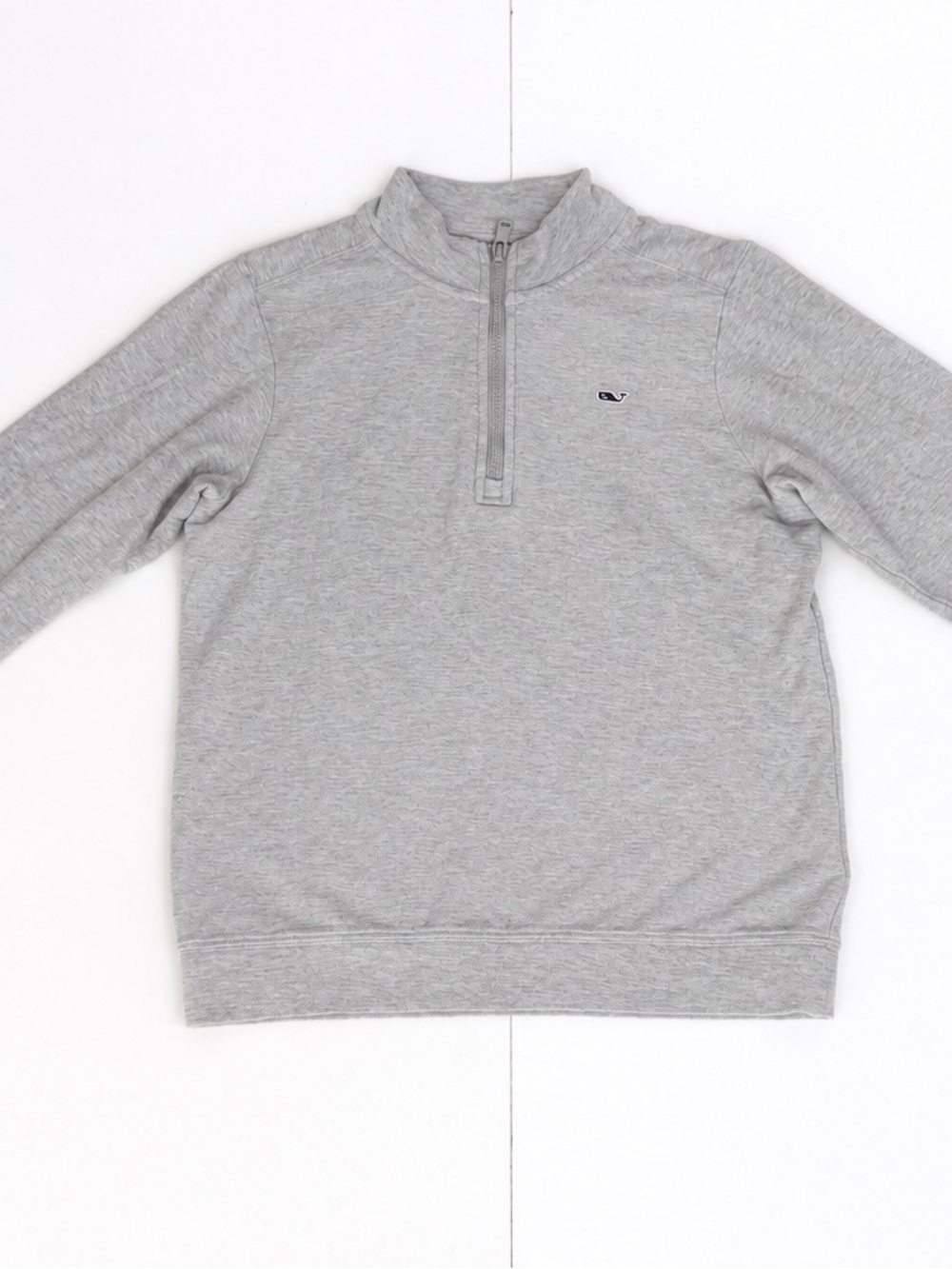 Vineyard Vines Boys Gray 1/4 Zip Pullover Size S 8-10 100% Cotton Whale Logo